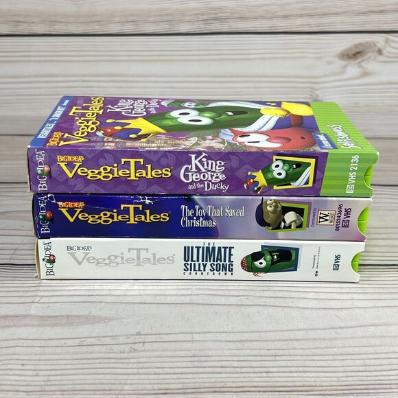 VeggieTales: 3 VHS Lot Toy Saved Christmas King George Ducky Ultimate Silly Song - Picture 3 of 12